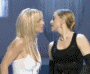 Two women kissing