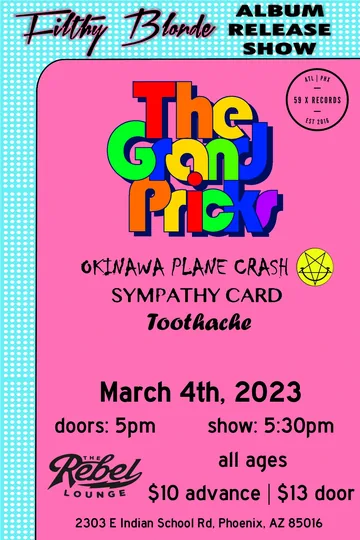 Poster: Filthy Blonde album release show, The Rebel Lounge, Phoenix, March 4, 2023